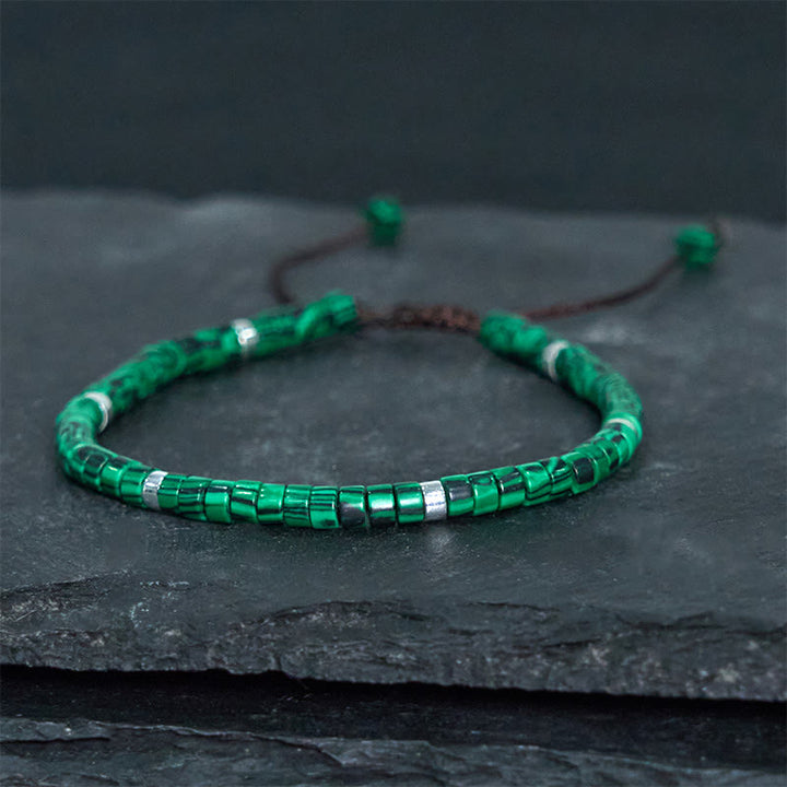 Bracciale con perline distanziatrici anti-ansia in malachite Buddha Stones