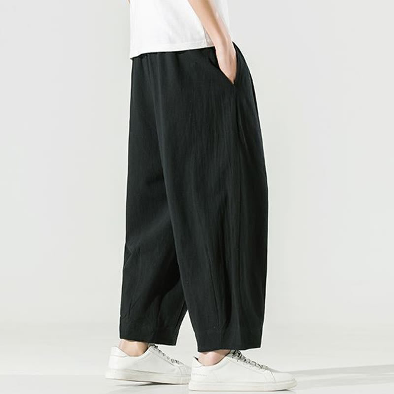 Pantaloni harem da uomo alla caviglia con tasche, tinta unita , Buddha Stones - image 24