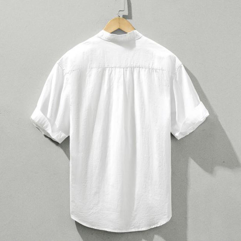 Camicia da uomo in cotone a maniche corte con bottoni a metà polpaccio, modello Buddha Stones Summer Solid