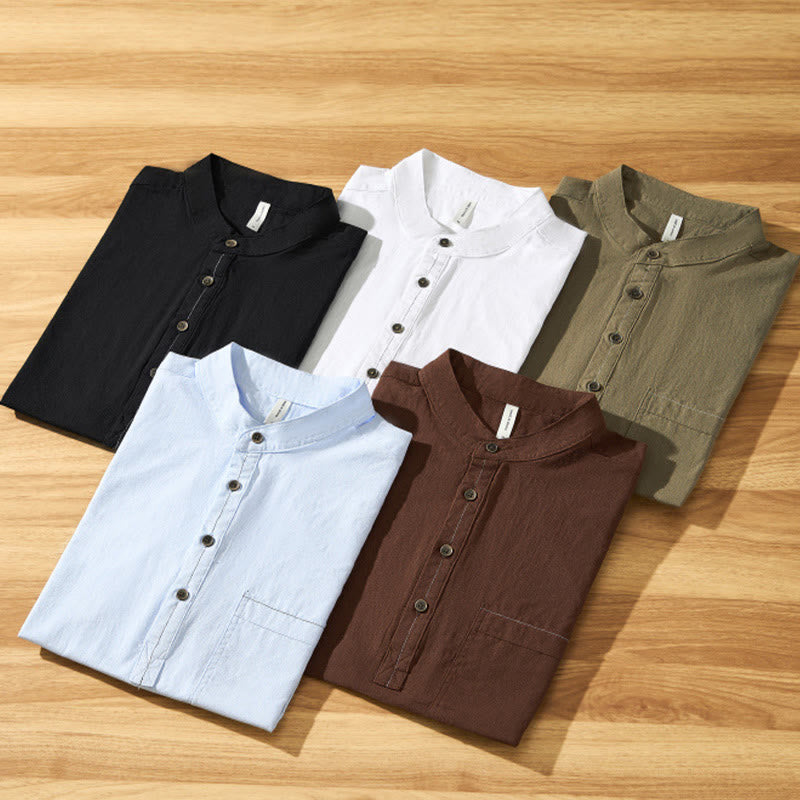 Camicia da uomo in cotone a maniche corte con bottoni a metà polpaccio, modello Buddha Stones Summer Solid