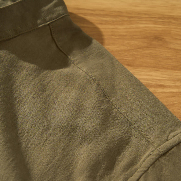 Camicia da uomo in cotone a maniche corte con bottoni a metà polpaccio, modello Buddha Stones Summer Solid