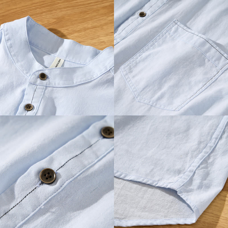 Camicia da uomo in cotone a maniche corte con bottoni a metà polpaccio, modello Buddha Stones Summer Solid
