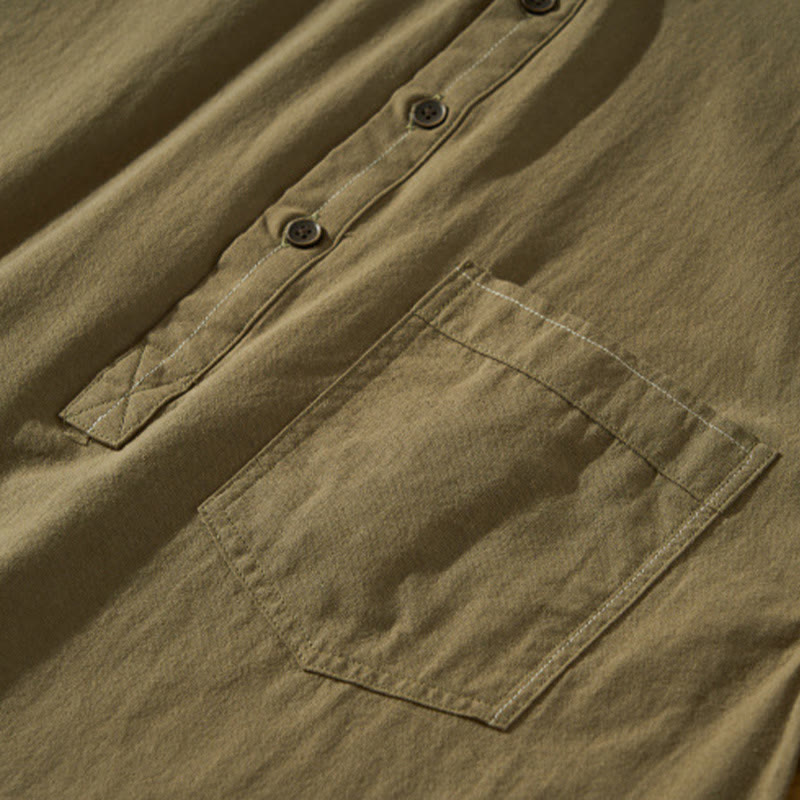 Camicia da uomo in cotone a maniche corte con bottoni a metà polpaccio, modello Buddha Stones Summer Solid