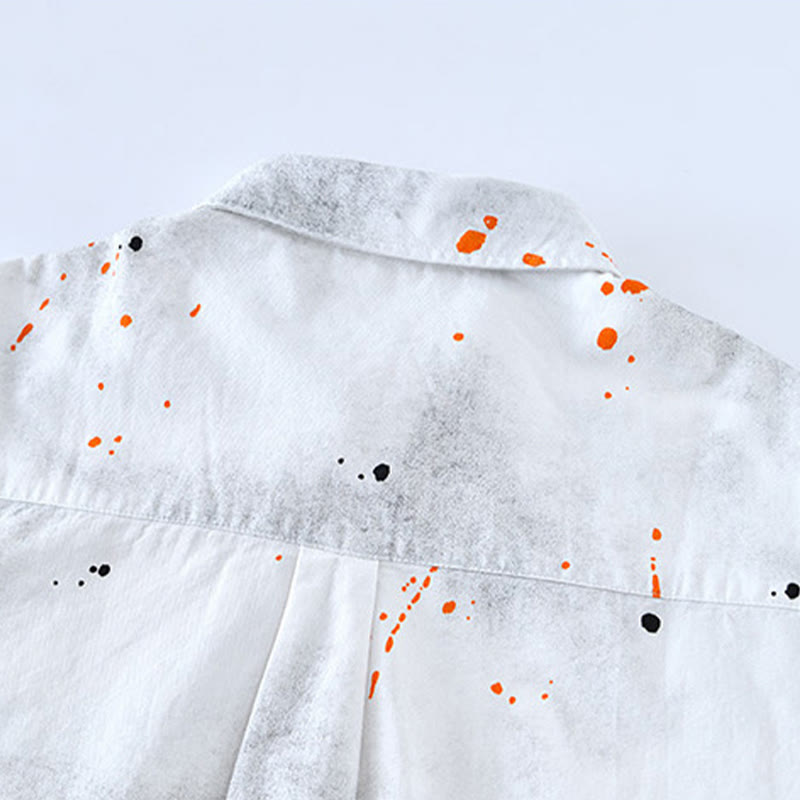 Camicia da uomo in cotone a maniche corte con bottoni e stampa "Buddha Stones Summer Ink Splashing Colour"