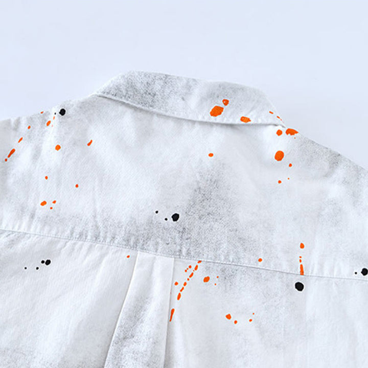Camicia da uomo in cotone a maniche corte con bottoni e stampa "Buddha Stones Summer Ink Splashing Colour"