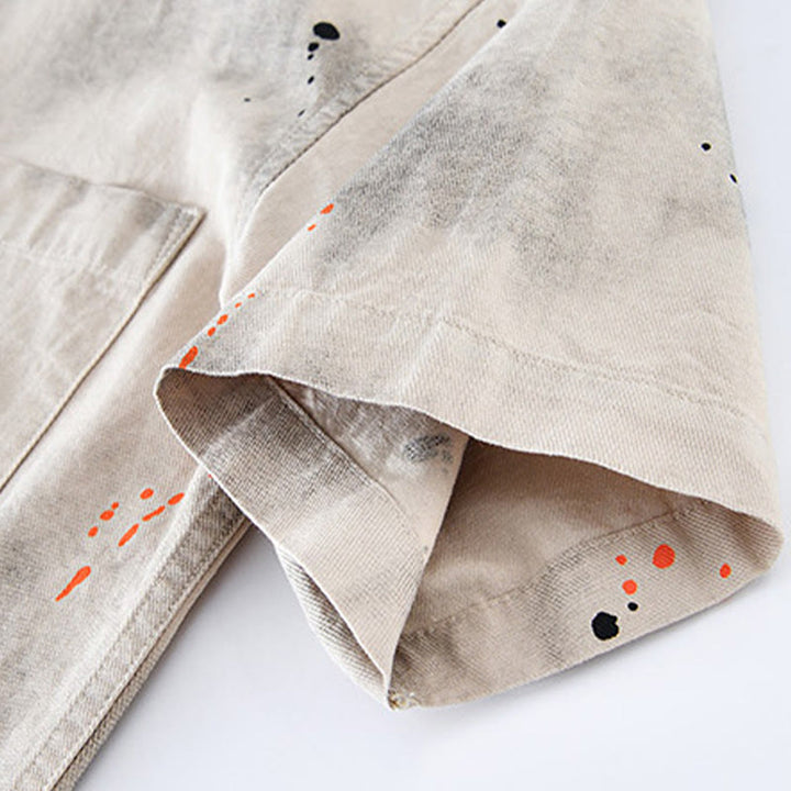 Camicia da uomo in cotone a maniche corte con bottoni e stampa "Buddha Stones Summer Ink Splashing Colour"