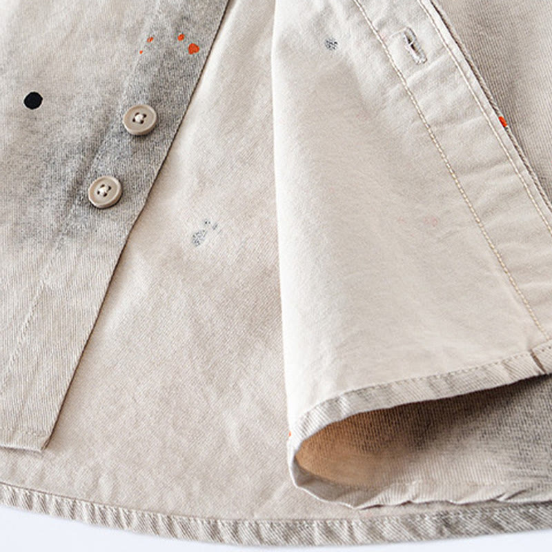 Camicia da uomo in cotone a maniche corte con bottoni e stampa "Buddha Stones Summer Ink Splashing Colour"