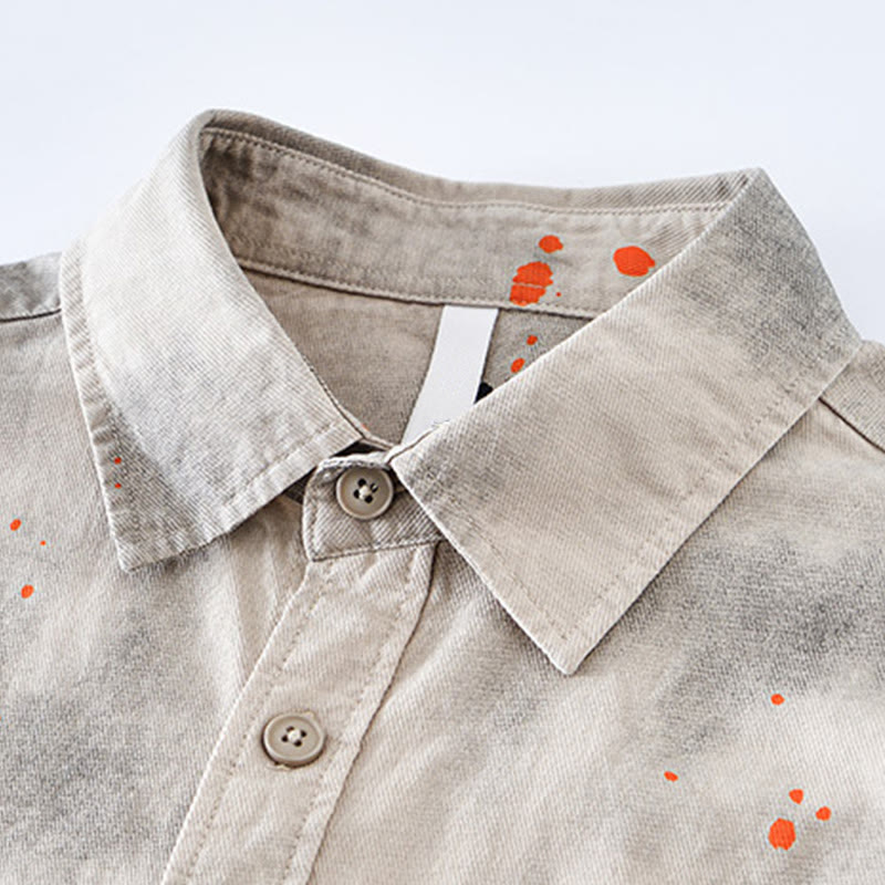 Camicia da uomo in cotone a maniche corte con bottoni e stampa "Buddha Stones Summer Ink Splashing Colour"
