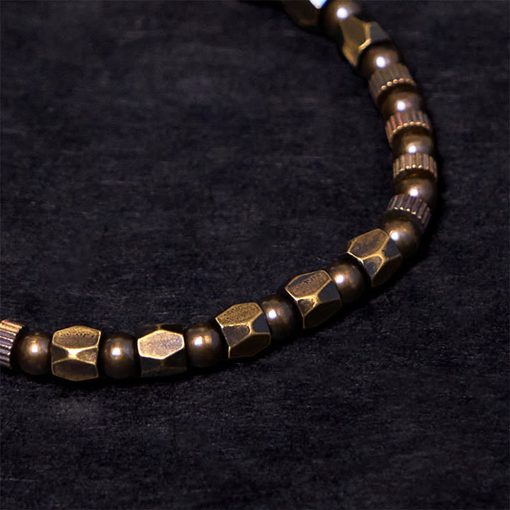 Bracciale portafortuna in ottone e rame con design irregolare e retrò, effetto anticato, Buddha Stones