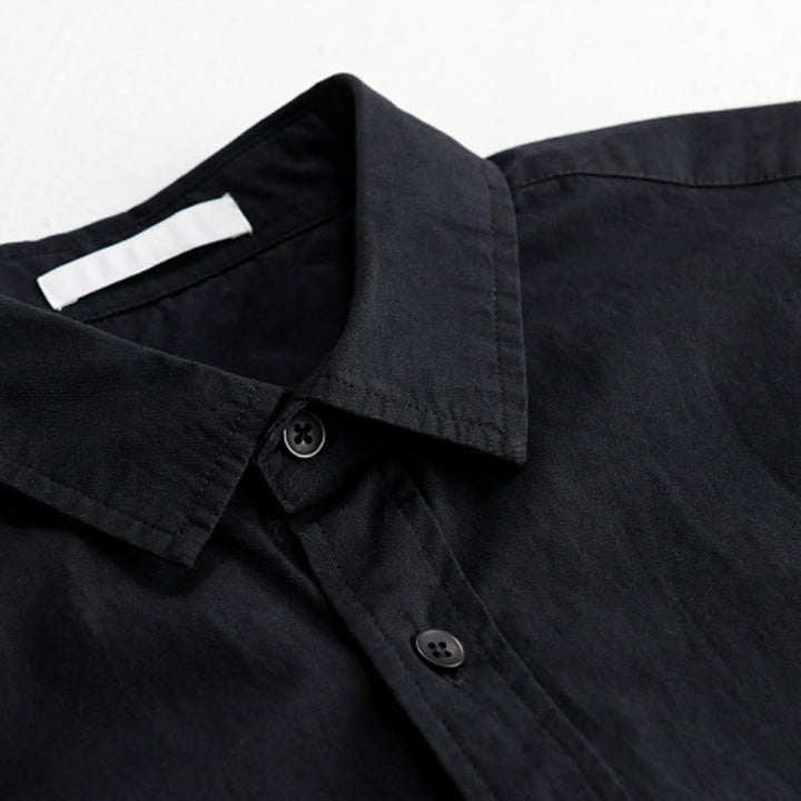Camicia da uomo in cotone a maniche corte con ricamo Buddha Stones e motivo a fiamma abbinata, con tasca - image 12