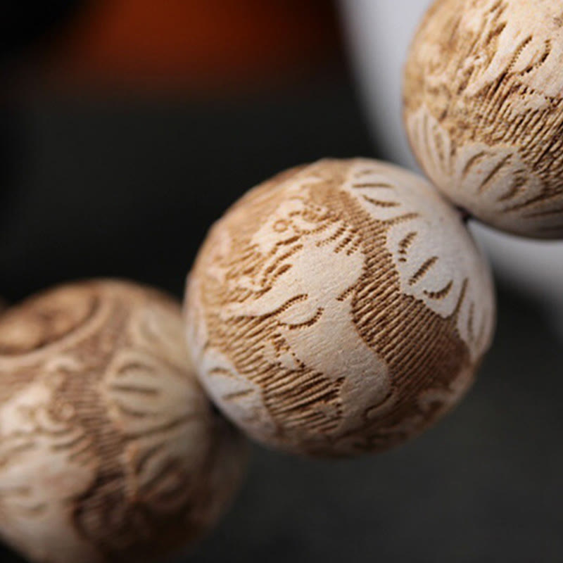 Bracciale della pace inciso Buddha Stones, legno di ebano, legno di canfora e Yin Yang, bue - image 12