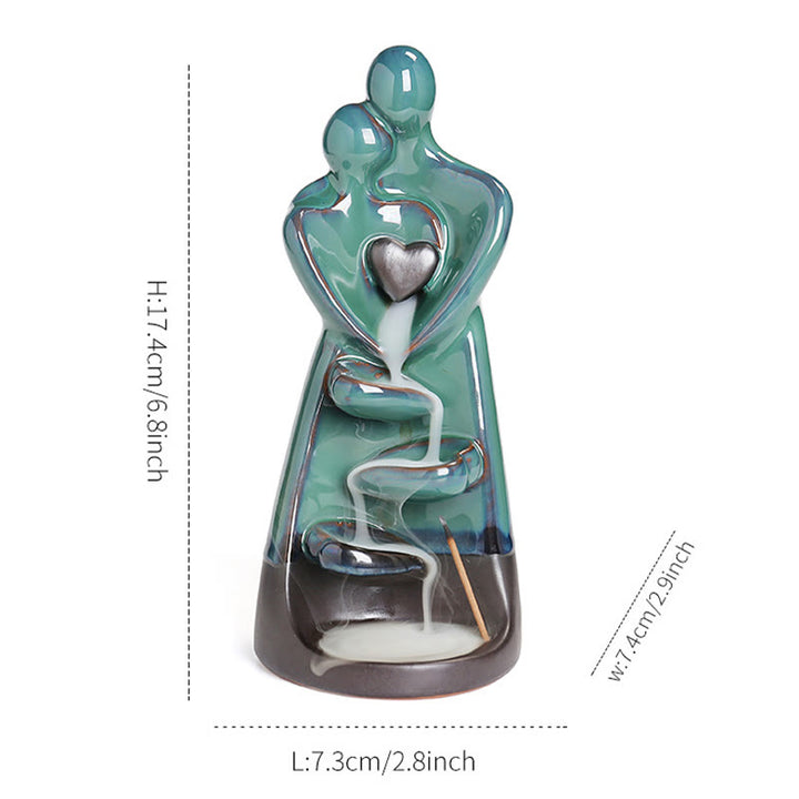Bruciatore di incenso curativo in ceramica con fontana di fumo a riflusso, decorazione per coppia di amanti , Buddha Stones. - image 12