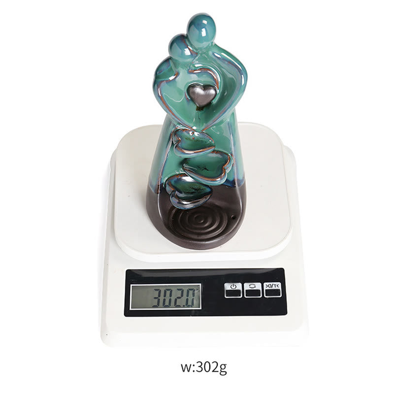 Bruciatore di incenso curativo in ceramica con fontana di fumo a riflusso, decorazione per coppia di amanti , Buddha Stones. - image 13