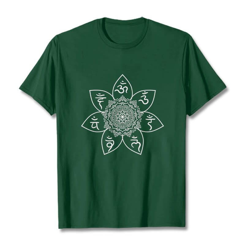 T-shirt con Buddha Stones Mandala Om Mani Padme Hum - Verde foresta - 2XL - image 1