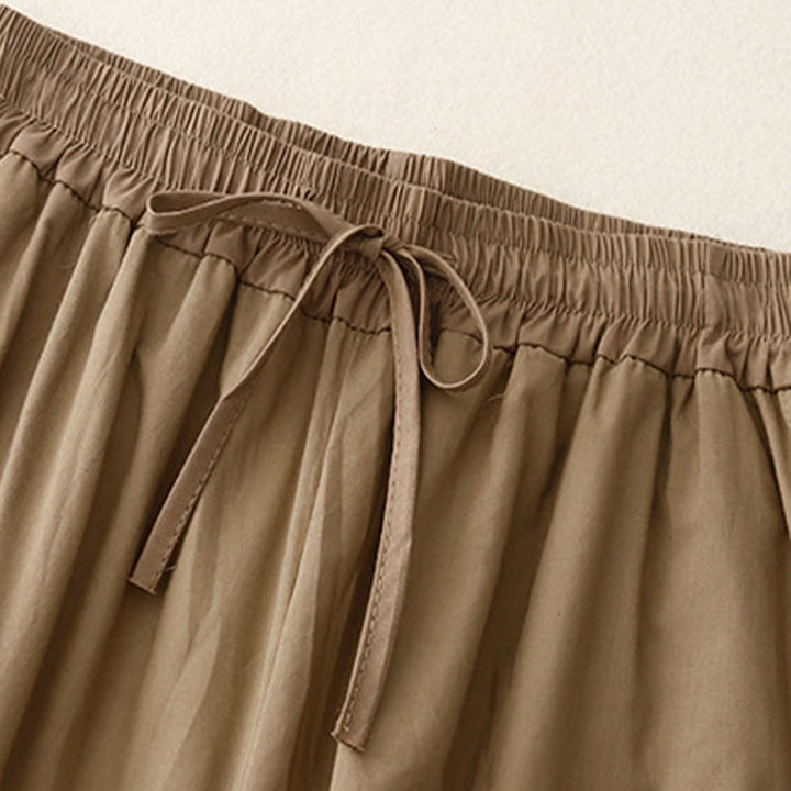 Pantaloni da donna a gamba larga con coulisse e tasche, con contrasto di colore artistico Buddha Stones - image 9