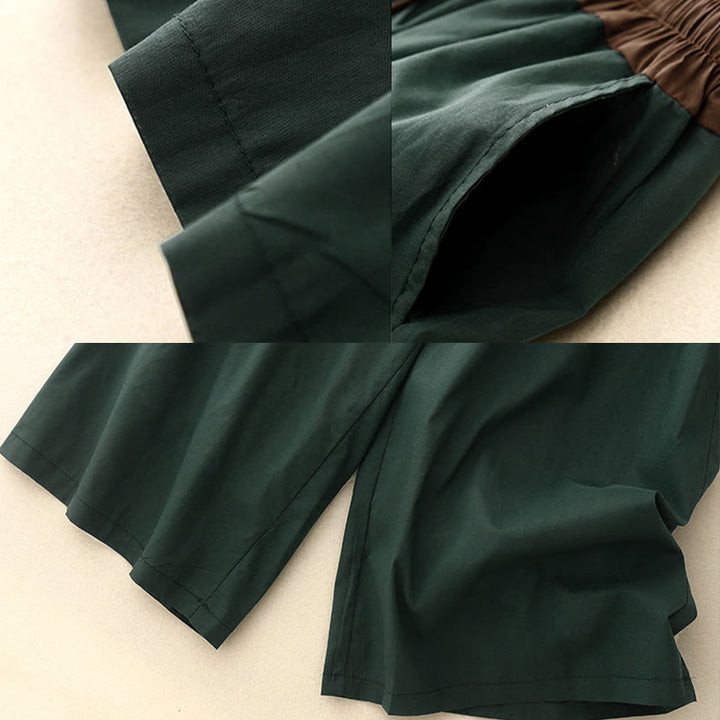 Pantaloni da donna a gamba larga con coulisse e tasche, con contrasto di colore artistico Buddha Stones - image 18