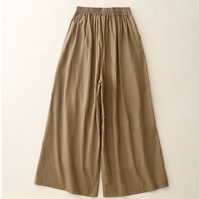 Pantaloni da donna a gamba larga con coulisse e tasche, con contrasto di colore artistico Buddha Stones - image 8
