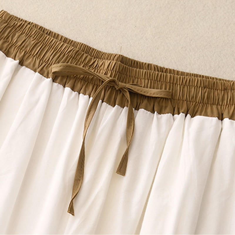 Pantaloni da donna a gamba larga con coulisse e tasche, con contrasto di colore artistico Buddha Stones - image 5