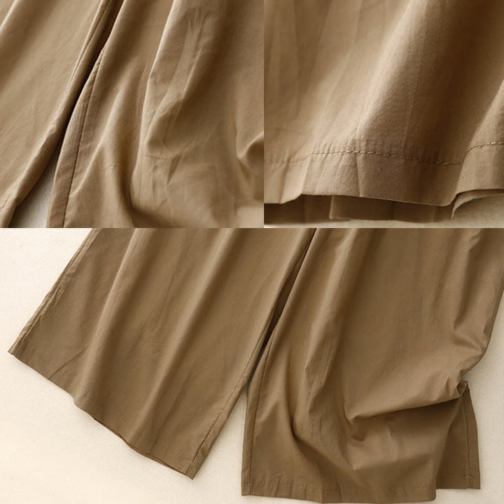 Pantaloni da donna a gamba larga con coulisse e tasche, con contrasto di colore artistico Buddha Stones - image 14