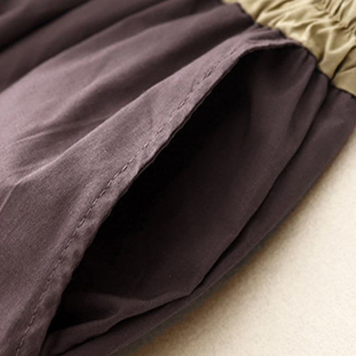 Pantaloni da donna a gamba larga con coulisse e tasche, con contrasto di colore artistico Buddha Stones - image 22