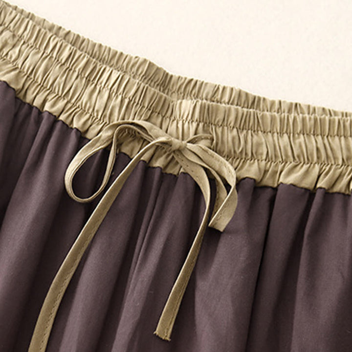 Pantaloni da donna a gamba larga con coulisse e tasche, con contrasto di colore artistico Buddha Stones - image 20