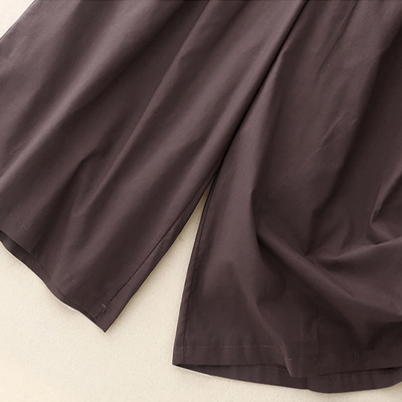 Pantaloni da donna a gamba larga con coulisse e tasche, con contrasto di colore artistico Buddha Stones - image 23