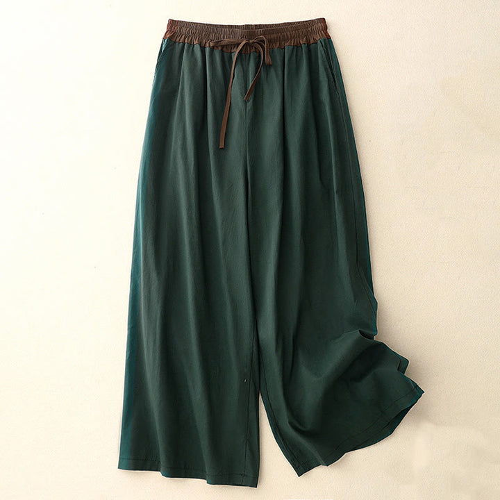 Pantaloni da donna a gamba larga con coulisse e tasche, con contrasto di colore artistico Buddha Stones - Verde scuro - US8-10, UK/AU12-14, EU40-42 (2XL) - image 16