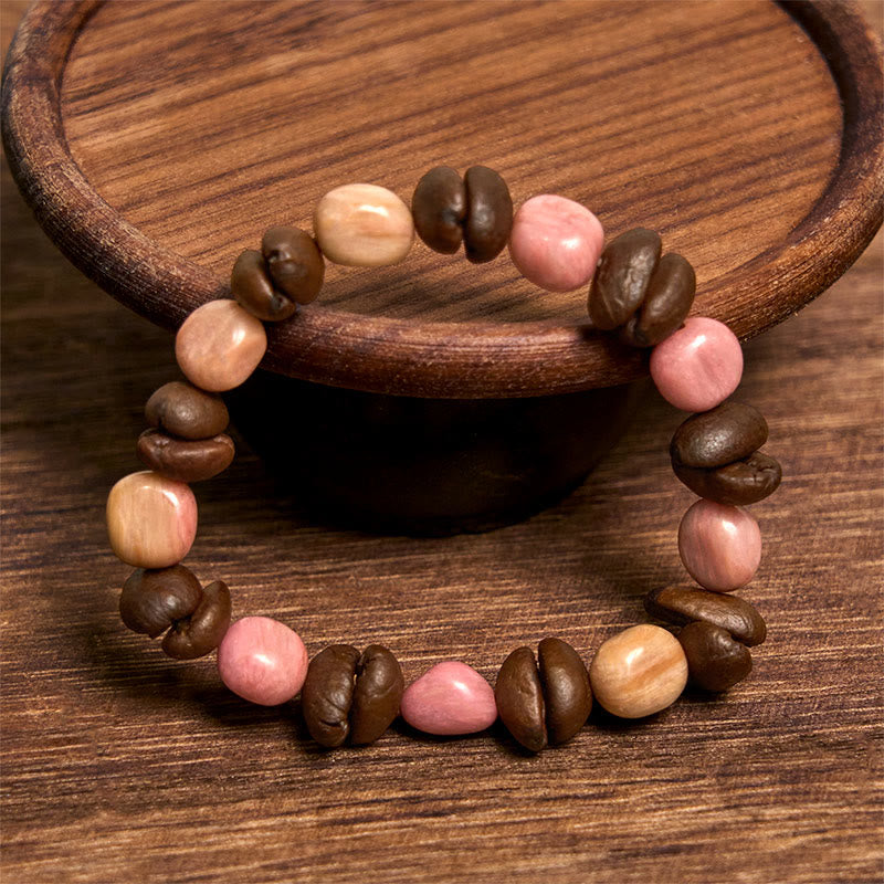 Bracciale Buddha Stones fatto a mano con chicchi di caffè naturali irregolari - image 2