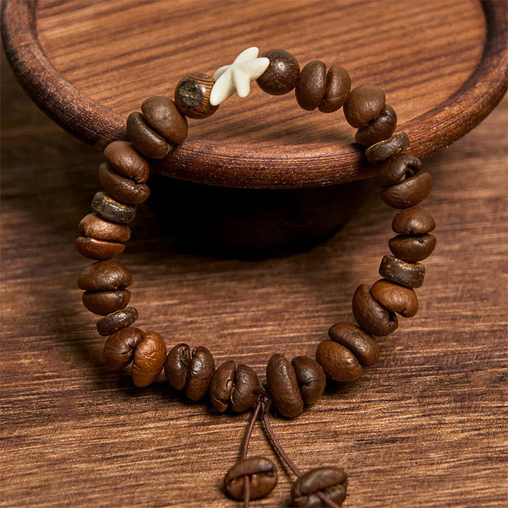 Bracciale a forma di stella marina con perline di legno, chicchi di caffè naturali fatti a mano Buddha Stones - image 3