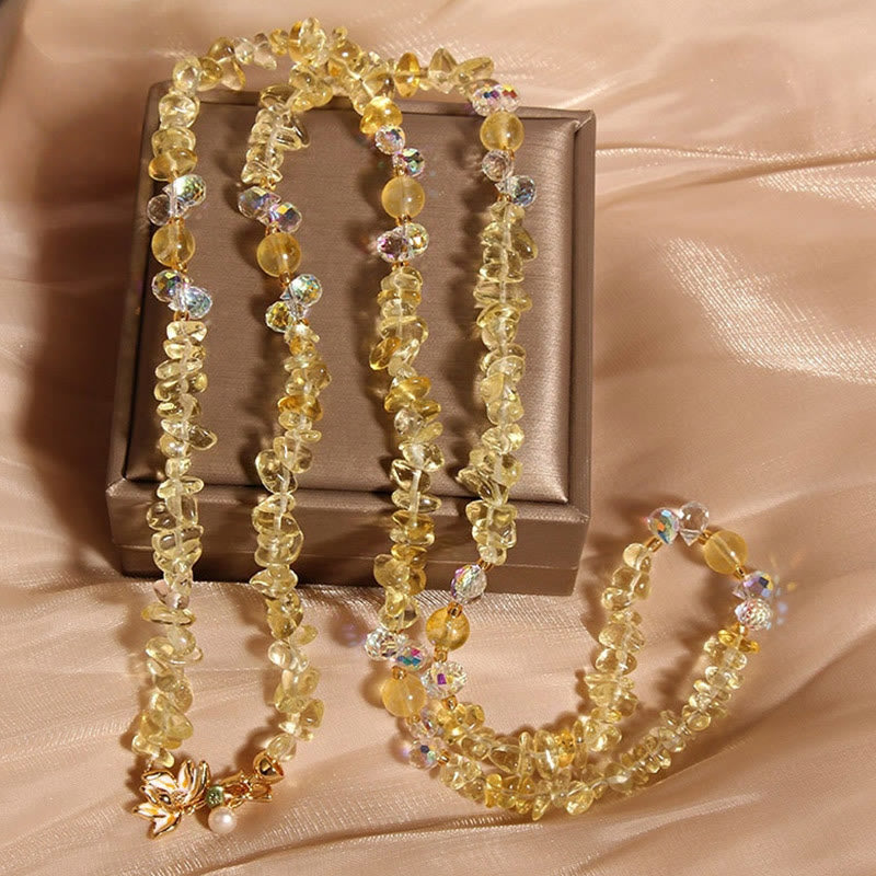 Collana con ciondolo a forma di farfalla, fiore, ametista, quarzo fragola e pietre Buddha Stones. - Citrino - image 12