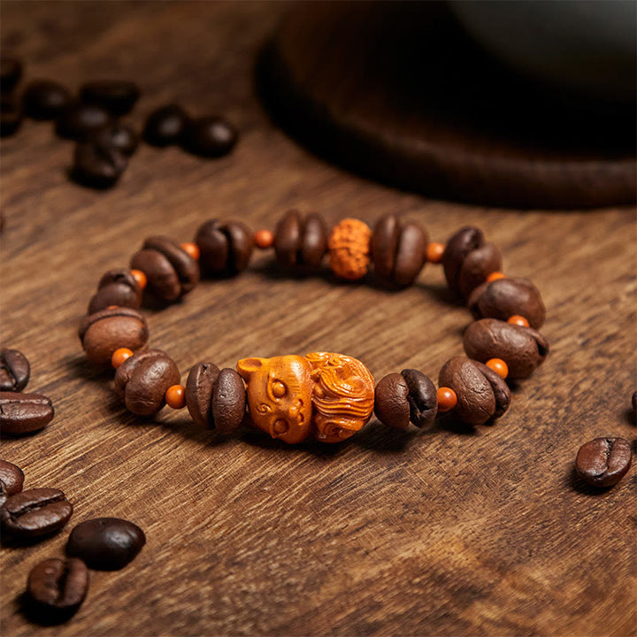 Bracciale Buddha Stones Natural Fox Coffee Beans Wenge Wood - image 3
