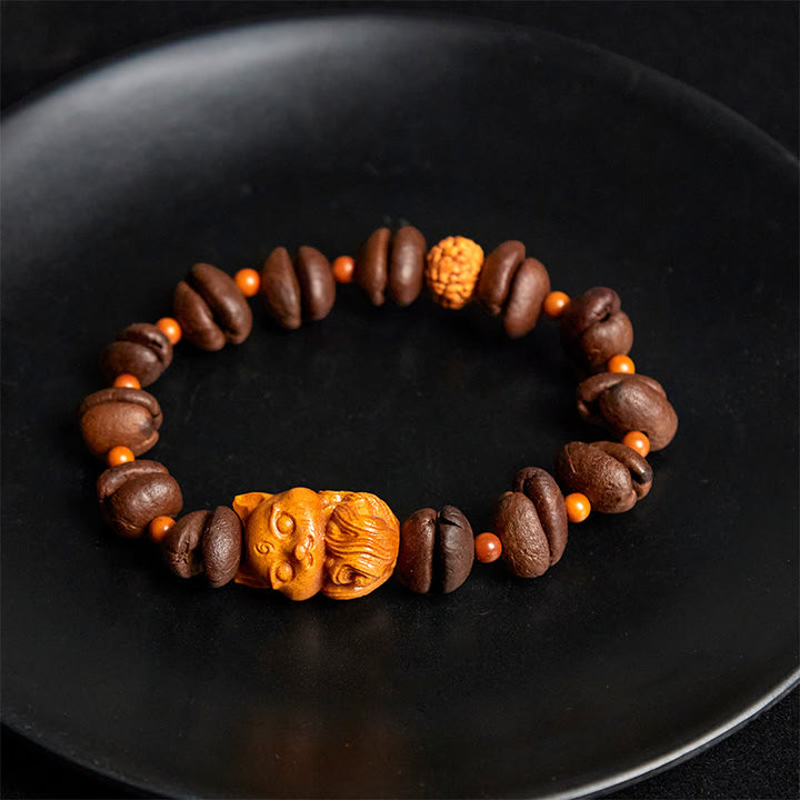 Bracciale Buddha Stones Natural Fox Coffee Beans Wenge Wood - image 4