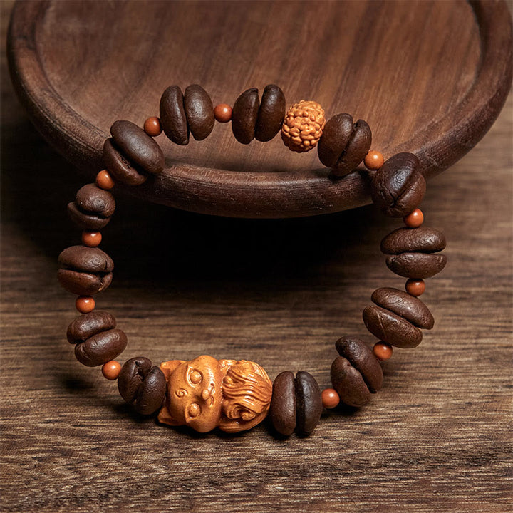 Bracciale Buddha Stones Natural Fox Coffee Beans Wenge Wood - image 2
