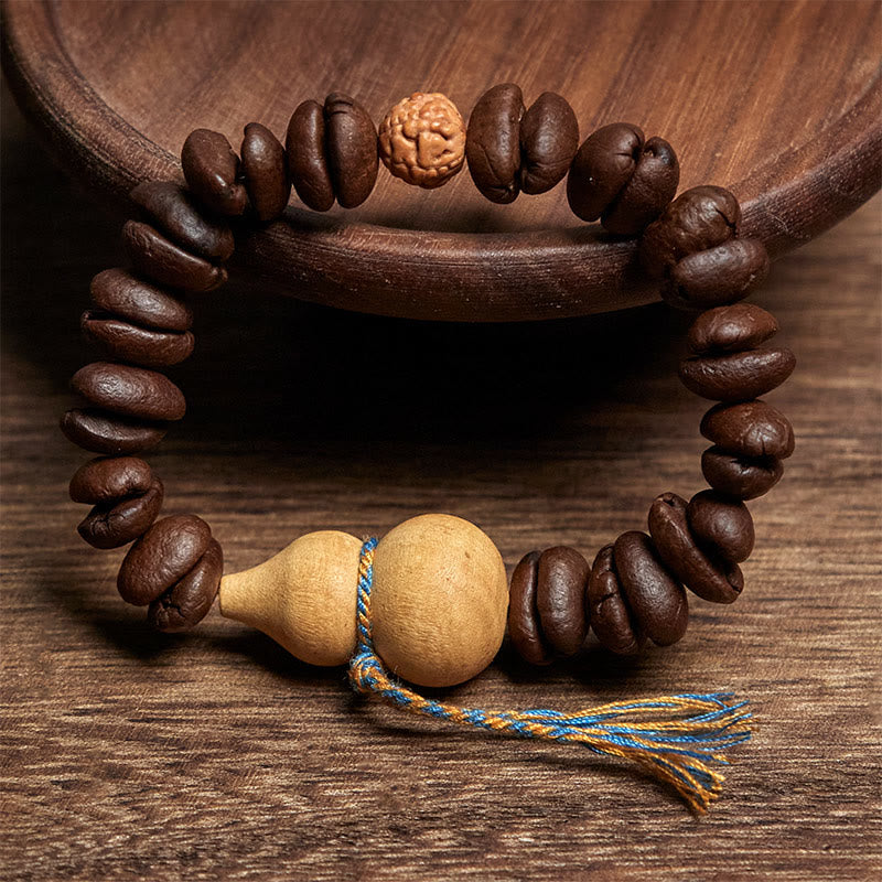 Bracciale Buddha Stones con chicchi di caffè e zucca naturale - image 2