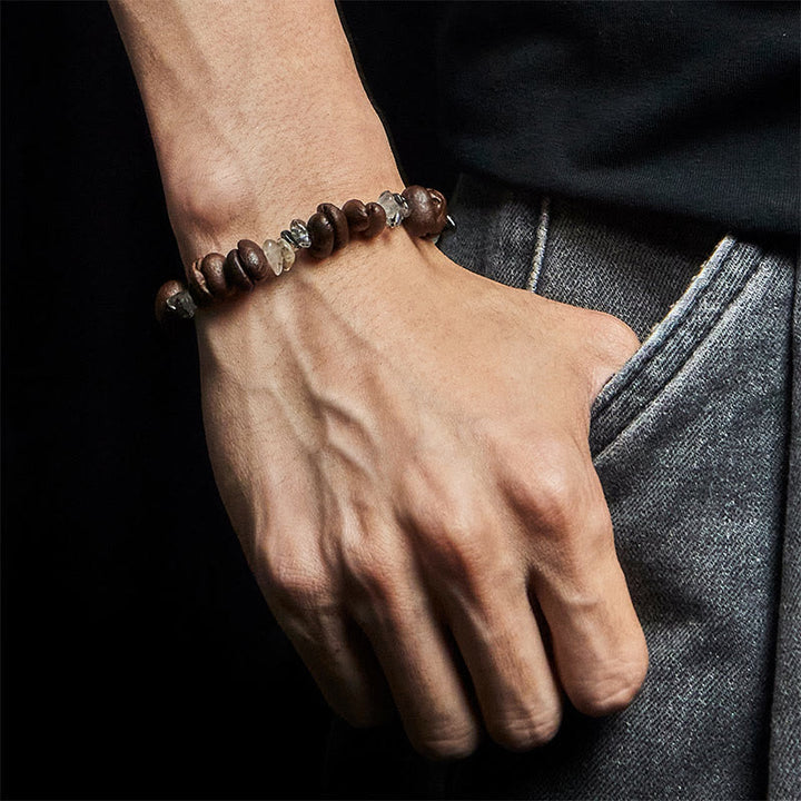Bracciale Buddha Stones con chicchi di caffè naturali, ossidiana nera e quarzo rutilato - image 11