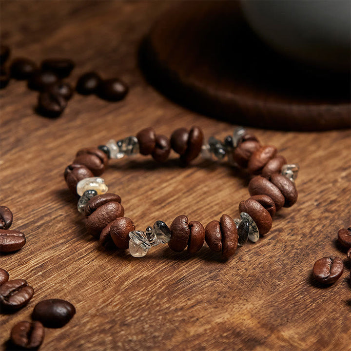 Bracciale Buddha Stones con chicchi di caffè naturali, ossidiana nera e quarzo rutilato - image 9