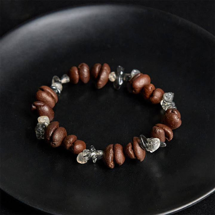 Bracciale Buddha Stones con chicchi di caffè naturali, ossidiana nera e quarzo rutilato - image 10