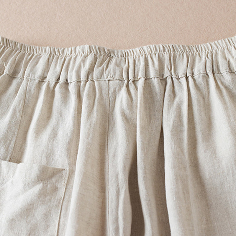 Pantaloni harem in lino e cotone con tasche, lunghezza 7-8, in filo colorato con Buddha Stones - image 3