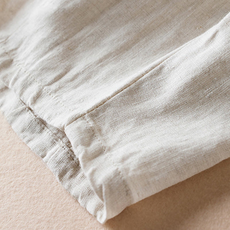 Pantaloni harem in lino e cotone con tasche, lunghezza 7-8, in filo colorato con Buddha Stones - image 4