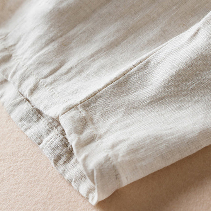 Pantaloni harem in lino e cotone con tasche, lunghezza 7-8, in filo colorato con Buddha Stones - image 4