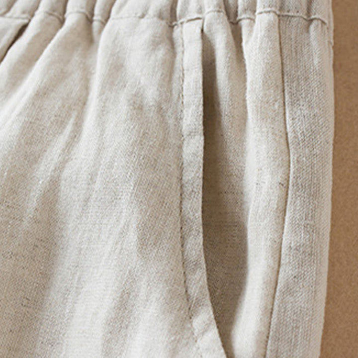 Pantaloni harem in lino e cotone con tasche, lunghezza 7-8, in filo colorato con Buddha Stones - image 5