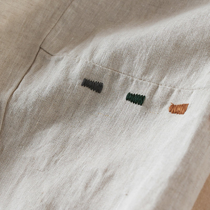 Pantaloni harem in lino e cotone con tasche, lunghezza 7-8, in filo colorato con Buddha Stones - image 8