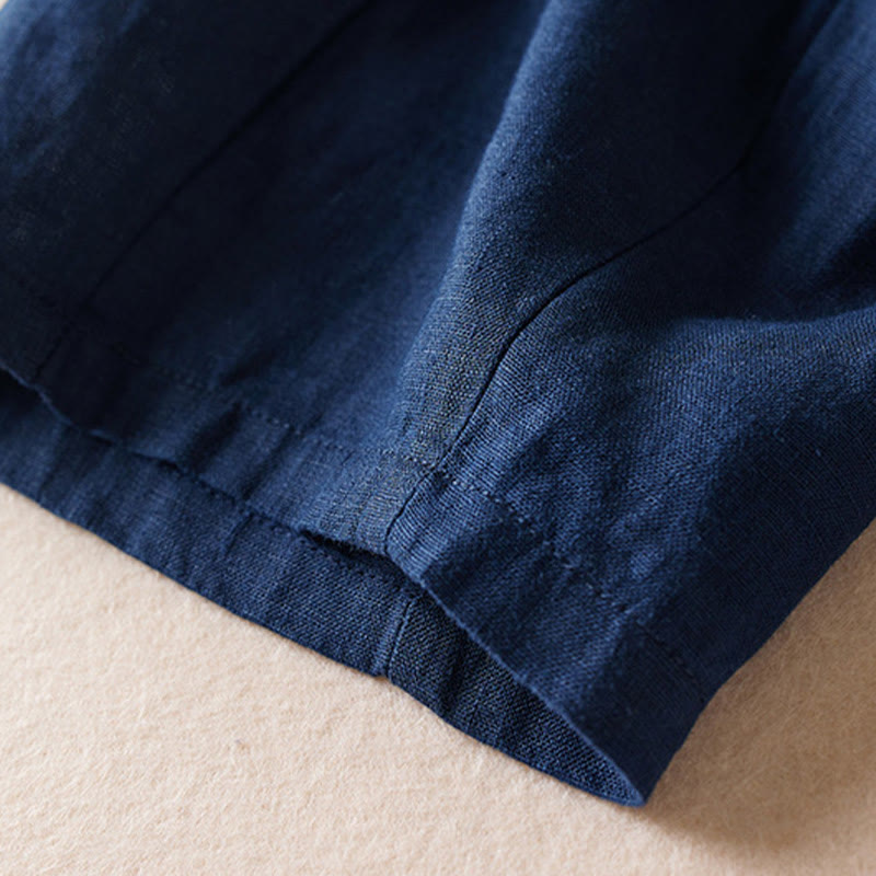 Pantaloni harem in lino e cotone con tasche, lunghezza 7-8, in filo colorato con Buddha Stones - image 11