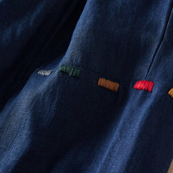 Pantaloni harem in lino e cotone con tasche, lunghezza 7-8, in filo colorato con Buddha Stones - image 15