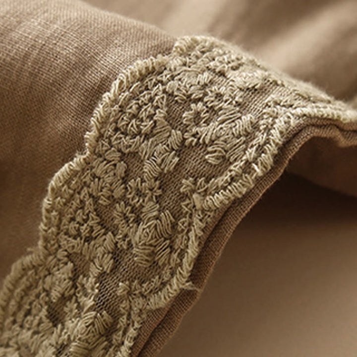 Pantaloni harem in lino e cotone con tasche, in pizzo semplice, Buddha Stones - image 1