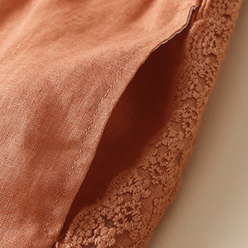 Pantaloni harem in lino e cotone con tasche, in pizzo semplice, Buddha Stones - image 6