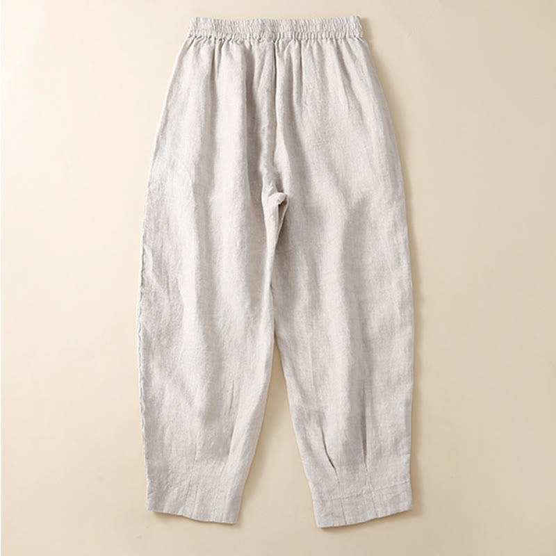 Pantaloni harem in lino e cotone con tasche, in pizzo semplice, Buddha Stones - image 11