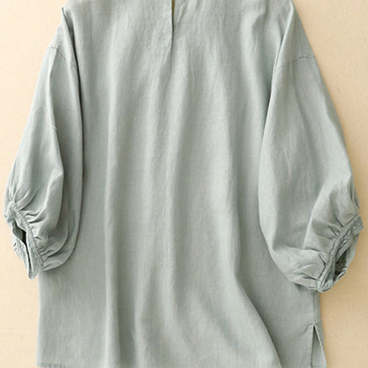 Buddha Stones Camicia da donna in cotone con maniche a lanterna - image 2