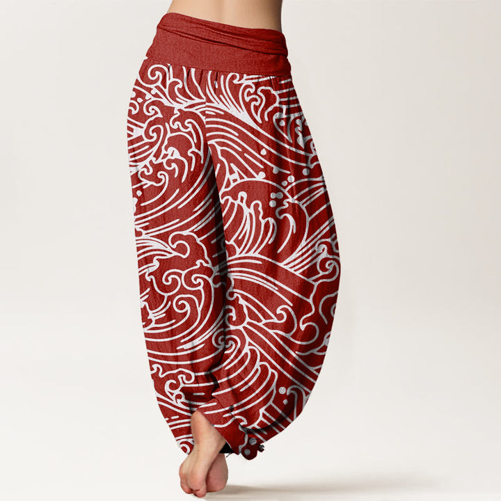 Pantaloni harem da donna con elastico in vita e motivo a onde ruvide Buddha Stones - image 6