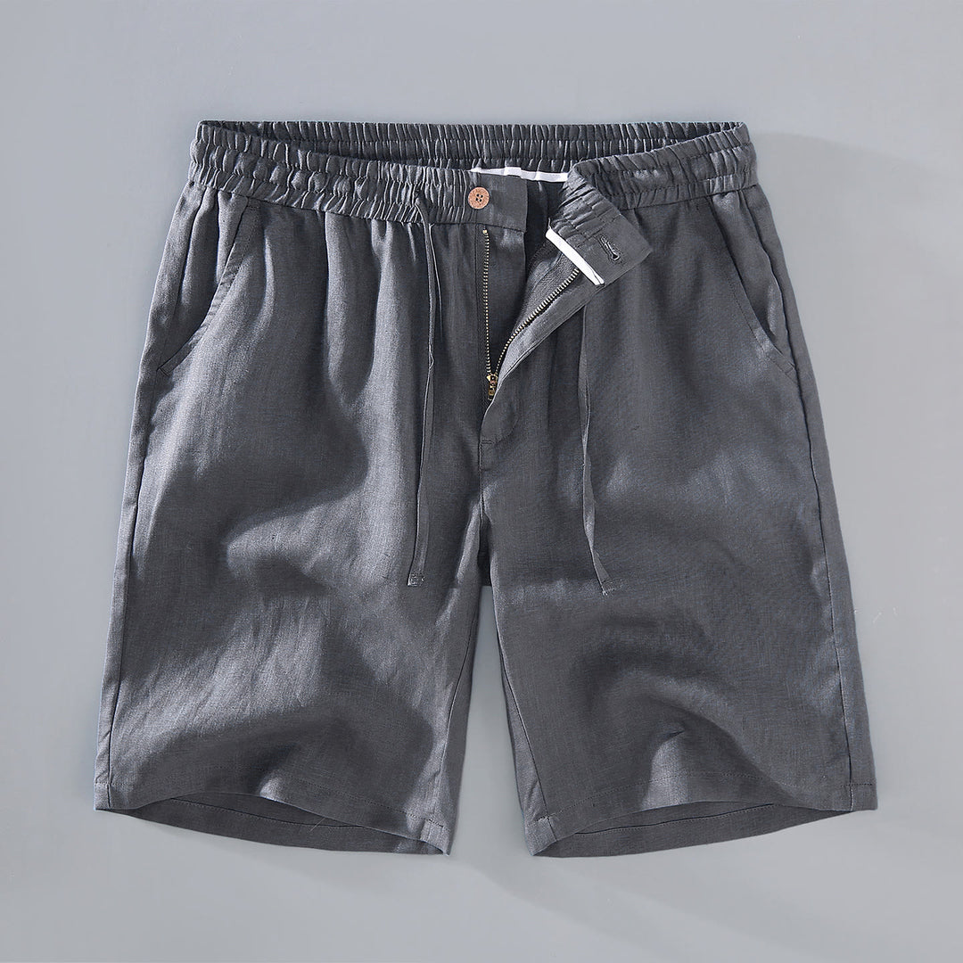 Pantaloncini da uomo in lino con tasche, modello Buddha Stones , tinta unita, con coulisse e bottoni - Grigio scuro - US/UK/AU42, EU52 (3XL) - image 13